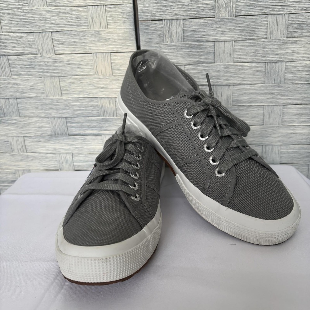 Superga Unisex Mens‎ 7.5/Womens 9 2750 Cotu Classic Grey Canvas Low Top Sneakers